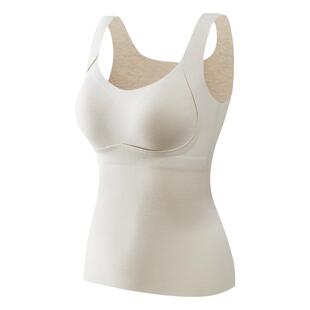 曼娜莎保暖背心女款秋冬季加绒免穿文胸羊绒桑蚕丝德绒发热内衣