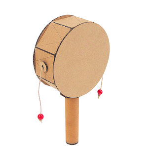 纸板乐器拨浪鼓 大鼓 腰鼓 手工diy变废为宝材料包幼儿园教具玩具