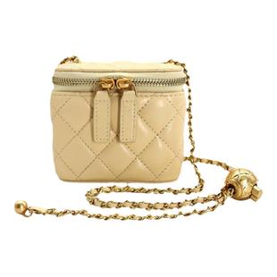 小香风链条金球盒子包链条包包女斜跨包新款百搭迷你小方包真皮包