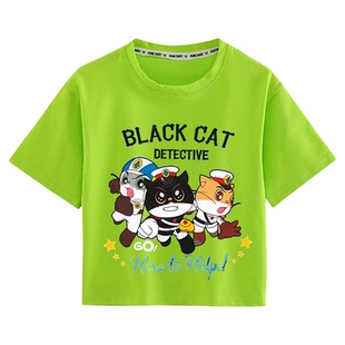 黑猫警长夏季纯棉t恤夏装小童衣服男女童短袖 自带凉感宽松半袖