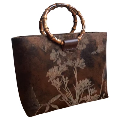 圆环竹拎手包旗袍钥钥直播限时口金包宋锦手工包包diy自制材料包