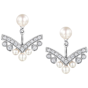 优雅宋慧乔同款约瑟芬天然淡水珍珠耳环女 两用925银高碳钻耳钉