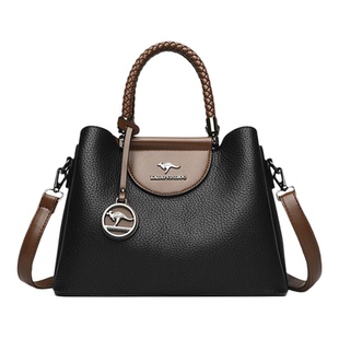 袋鼠正品女士包包2026新款真皮妈妈手提包百搭大气婆婆斜挎牛皮包