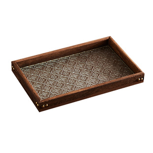 烧桐木茶具托盘家用放茶杯收纳架日式窗花玻璃干泡盘零食点心餐盘