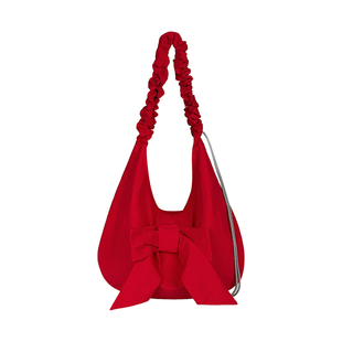 韩系褶皱抽绳云朵包女新款大容量慵懒风单肩托特包小众通勤斜挎包