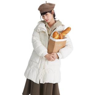 紫涵长款鸭绒羽绒服女加厚保暖冬季羽绒大衣新款森系纯色简约通勤