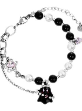 风铃小幽灵黑白撞色串珠手链