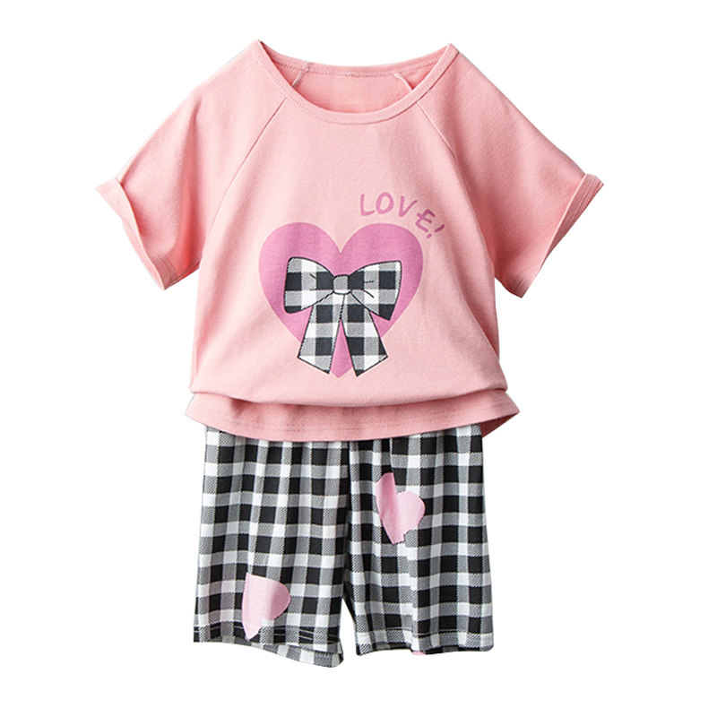 女童睡衣夏季薄款纯棉儿童短袖套装空调服夏天女孩宝宝分体家居服