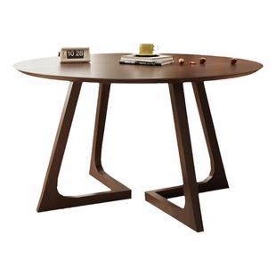 全实木餐桌咖啡厅木质桌子胡桃木小圆桌商务会客接待洽谈桌椅组合