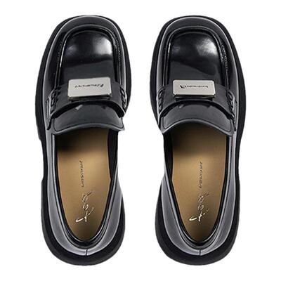 粗跟单鞋女复古英伦小皮鞋乐福鞋