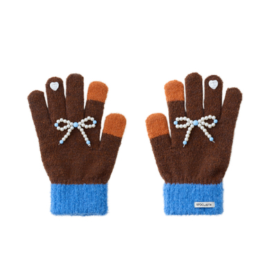 RPDCLaVie蝴蝶结毛绒手套五指