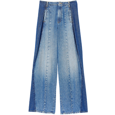 SANDRO女装时尚双色阔腿牛仔裤