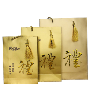 通用药材土豪金礼品袋名贵礼袋 海参纸袋高档燕窝金色手提袋 批发
