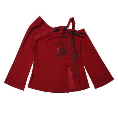 pinksavior【日升月恒】拼接T恤罩衫短袖设计感黑灰套装红黑秋款