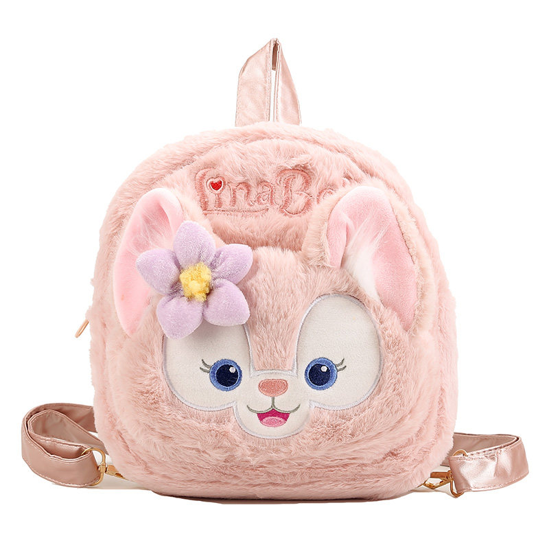 户外少女双肩包涤纶毛绒包新品