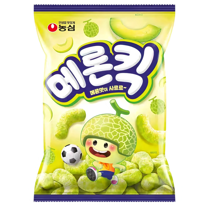 韩国进口农心人气新款哈密瓜味膨化条60g袋香甜膨化追剧休闲零食