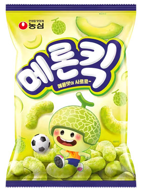 韩国进口农心人气新款哈密瓜味膨化条60g袋香甜膨化追剧休闲零食