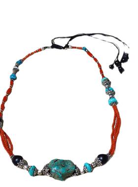 原创设计风手工镶嵌松石项链