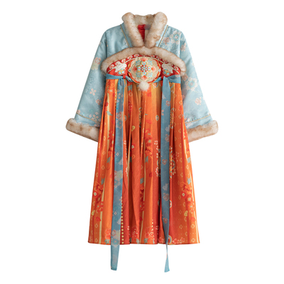 汉服女童冬款2025新款儿童古风仙气加绒连衣裙女宝宝古装表演襦裙