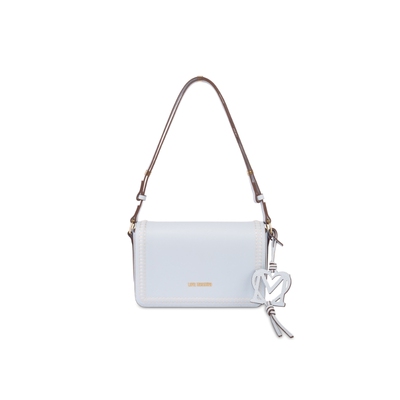 【限时特享】Love Moschino 2026早春女士撞色缝线爱心挂饰单肩包