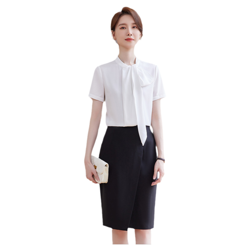 诗璐雅白衬衫两件套女夏季短袖