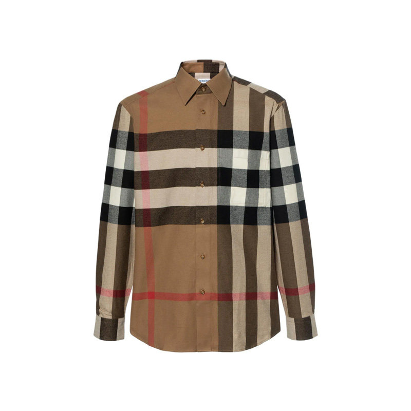 【自营】BURBERRY/博柏利春夏秋男士格纹单排扣长袖衬衫81121071