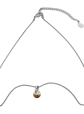 橙水晶正圆大饼吊坠铜镀白金项链