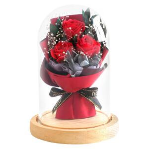 玻璃罩永生花浪漫母亲节礼物生日礼物碎冰蓝香皂花摆件仿真永生花