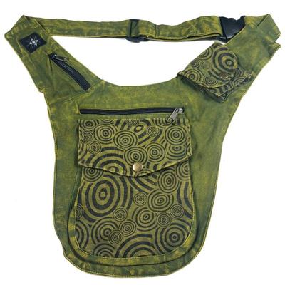 做旧印花腰包复古胸包