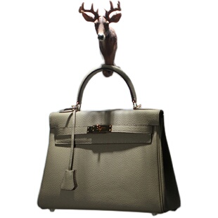 Airvivi-13A95-2025新款头层牛皮奶昔白真皮凯莉包女包斜挎包 潮