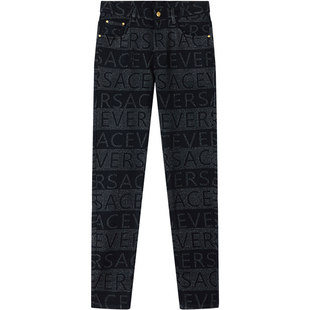 BM欧洲站牛仔裤男款2025新款潮牌字母条纹男士休闲裤子修身小脚秋