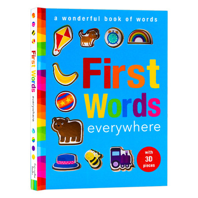 单词认知 幼儿启蒙触摸书 语言押韵  First Words Everywhere 英文原版儿童单词认知绘本 宝宝早教纸板书 进口英语书籍