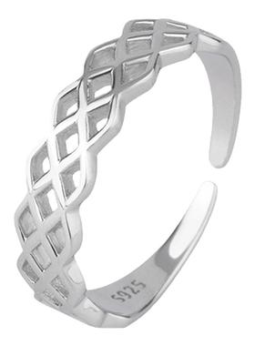 庭祥戒指镂空日韩系开口S925纯银