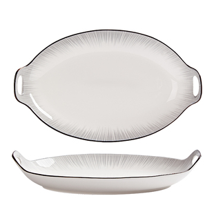 双耳陶瓷鱼盘家用2025新款大号蒸鱼盘子菜盘高级感轻奢鱼特别好看