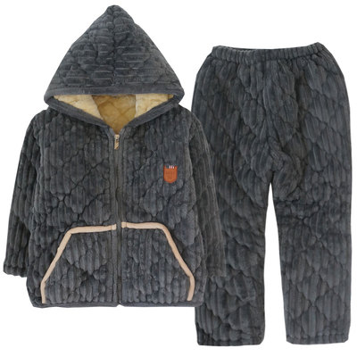 冬季法兰绒儿童睡衣中大童家居服