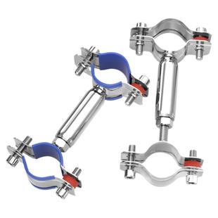 304不锈钢管支架双层调节双头管夹喉箍管道PVC固定支架卡箍双管卡
