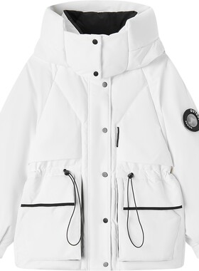 爱居兔工装风羽绒服女冬季新款保暖防风连帽羽绒外套