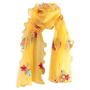 women scarf fashion女丝巾 荷叶边民族风少数舞绣花女士时尚春秋