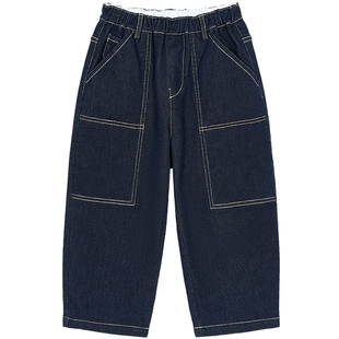 [含绵羊毛]woobaby儿童牛仔裤25冬季新品男童女童休闲伐木工装裤