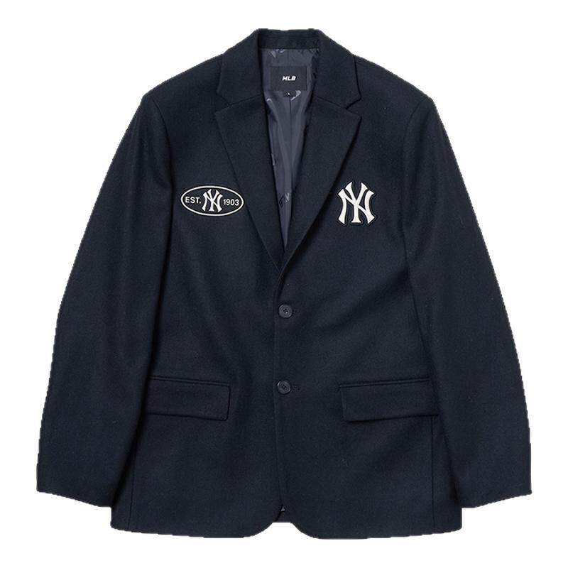 MLB官方男女情侣学院风西装夹克立体LOGO宽松外套24春夏新款JKV01