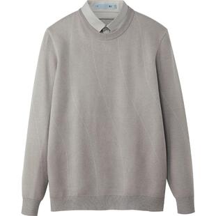 海澜之家中老年男士针织衫2025秋冬季爸爸羊毛衫衬衫领假两件毛衣