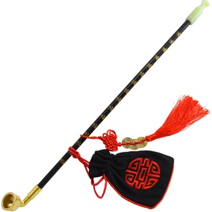 艾宝老式黄铜旱烟袋锅子加长手工实木烟杆玉石烟嘴男士烟枪老烟斗