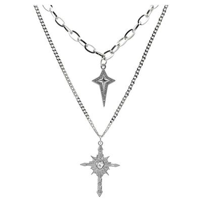 水钻十字架项链吊坠饰品毛衣链