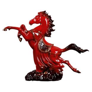 飞黄腾达招财马摆件工艺品大号陶瓷红马家居客厅书房办公室装饰品