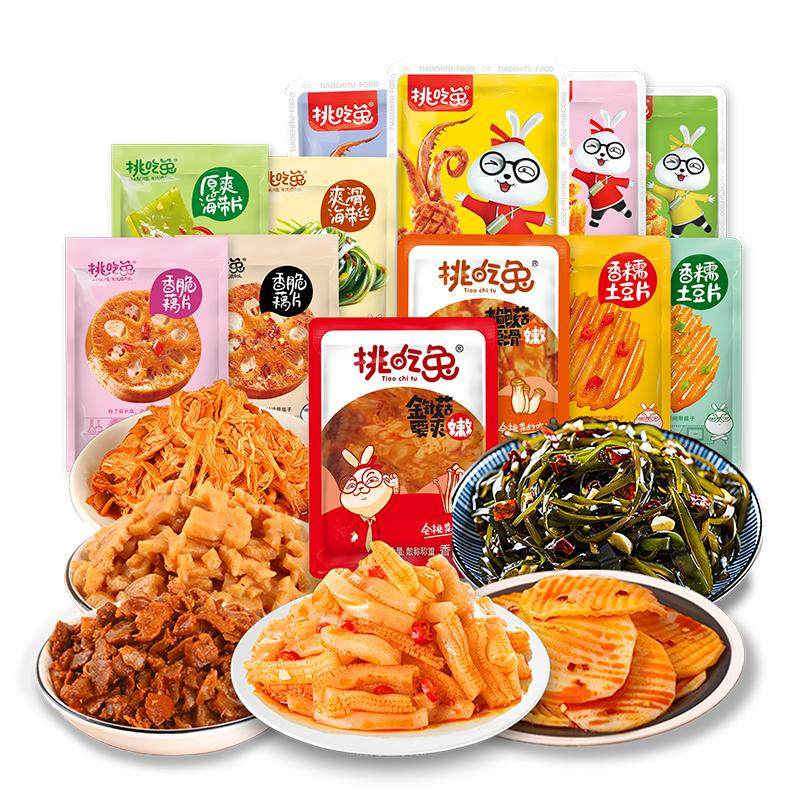 挑吃兔厂家直发素食零食大礼包便宜海带丝土豆藕金针菇解馋大礼包