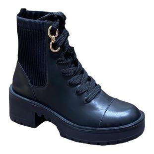 STELLALUNA秋冬圆头系带厚底增高短靴侧拉链时尚马丁靴女SL321029