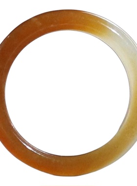 天然新疆和田玉糖黄口素面戒指