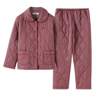 美标三层加厚夹棉睡衣套装