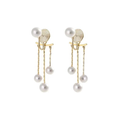 青芥chingie耳饰女珍珠流苏