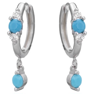 小众设计925纯银小耳环蓝松石吊坠男女养耳洞耳扣高级感耳饰显白